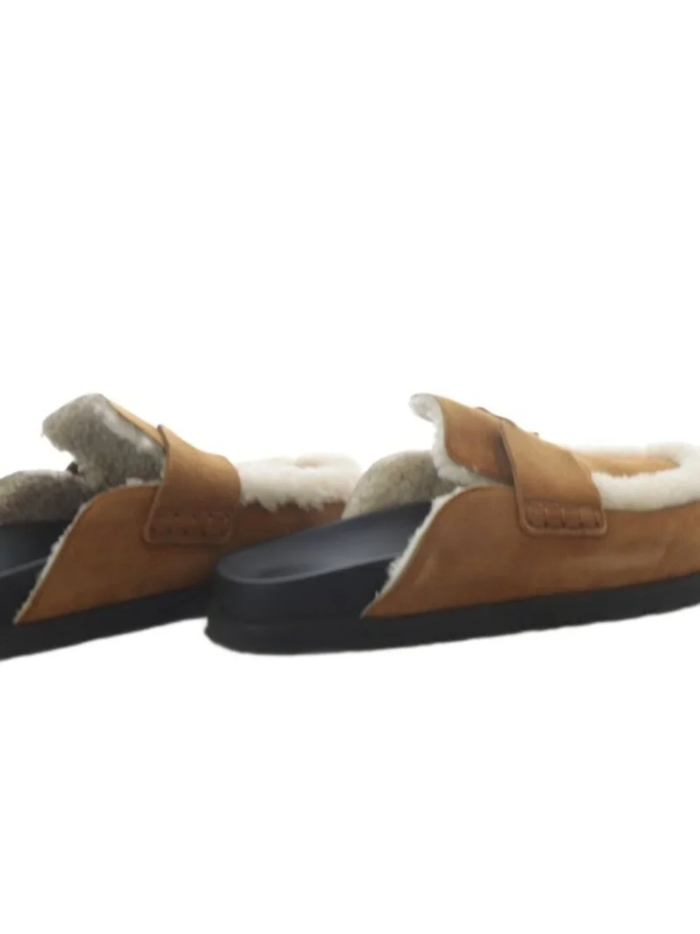 Hermes Gold Mule Mouton Sandals Flat Suede 38 Brown - Picture 9 of 9